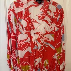 Vibrant *Coral* Abstract Print Blouse